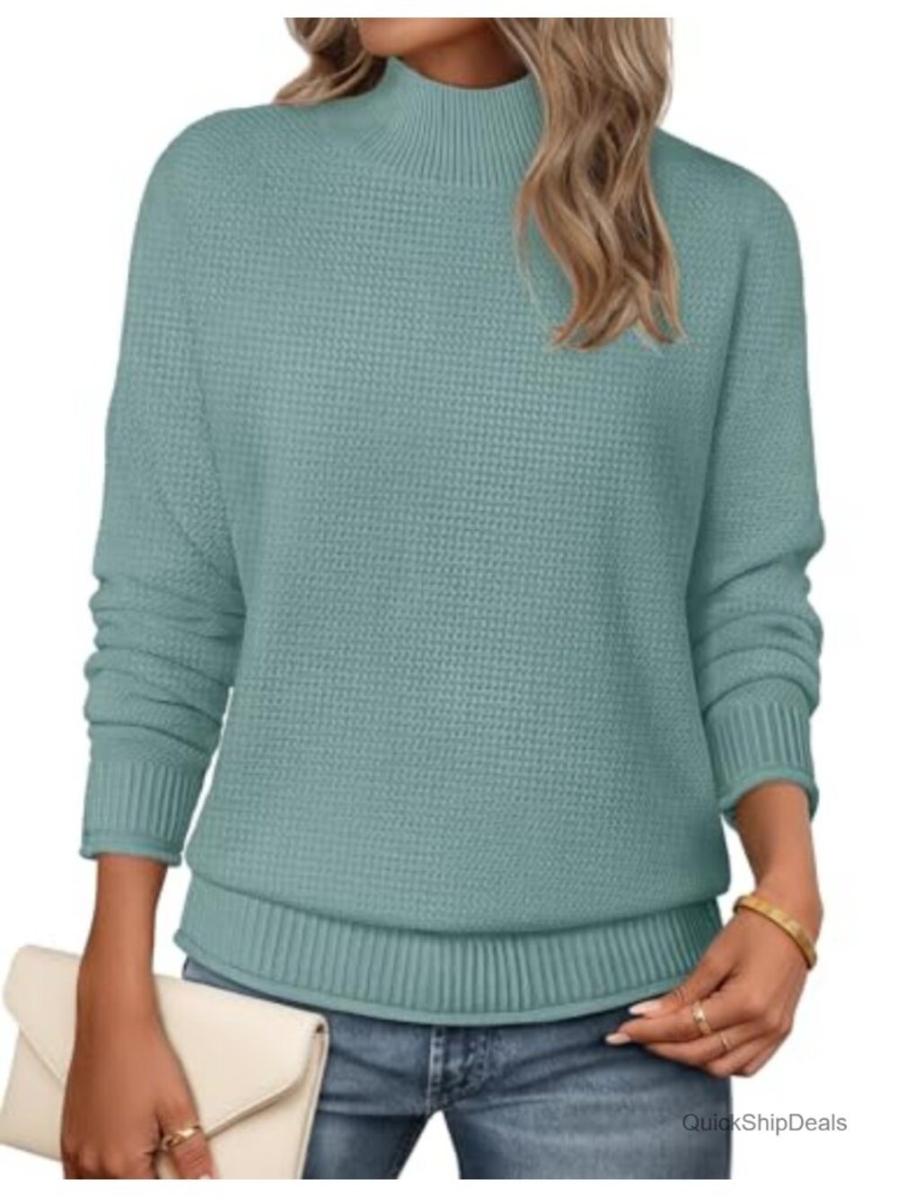 Women's Turtleneck Long Sleeve Knit Sweater Pullover Cozy Fall Top